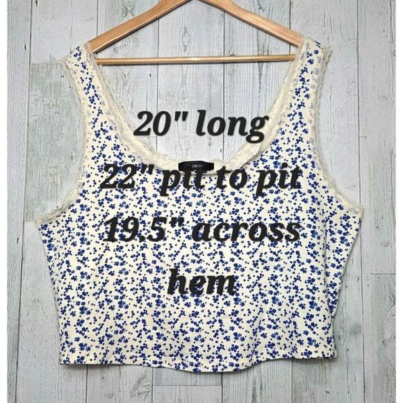 Forever 21 + Lace Trim Ditsy Floral Crop Top Tank Sz. 3X - Picture 3 of 6